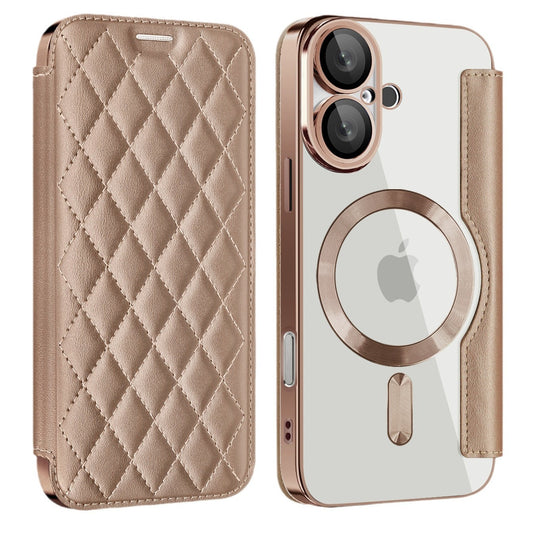 Full protection diamond flip leather transparent electroplating magnetic protective case (for iPhone 16-11 series)