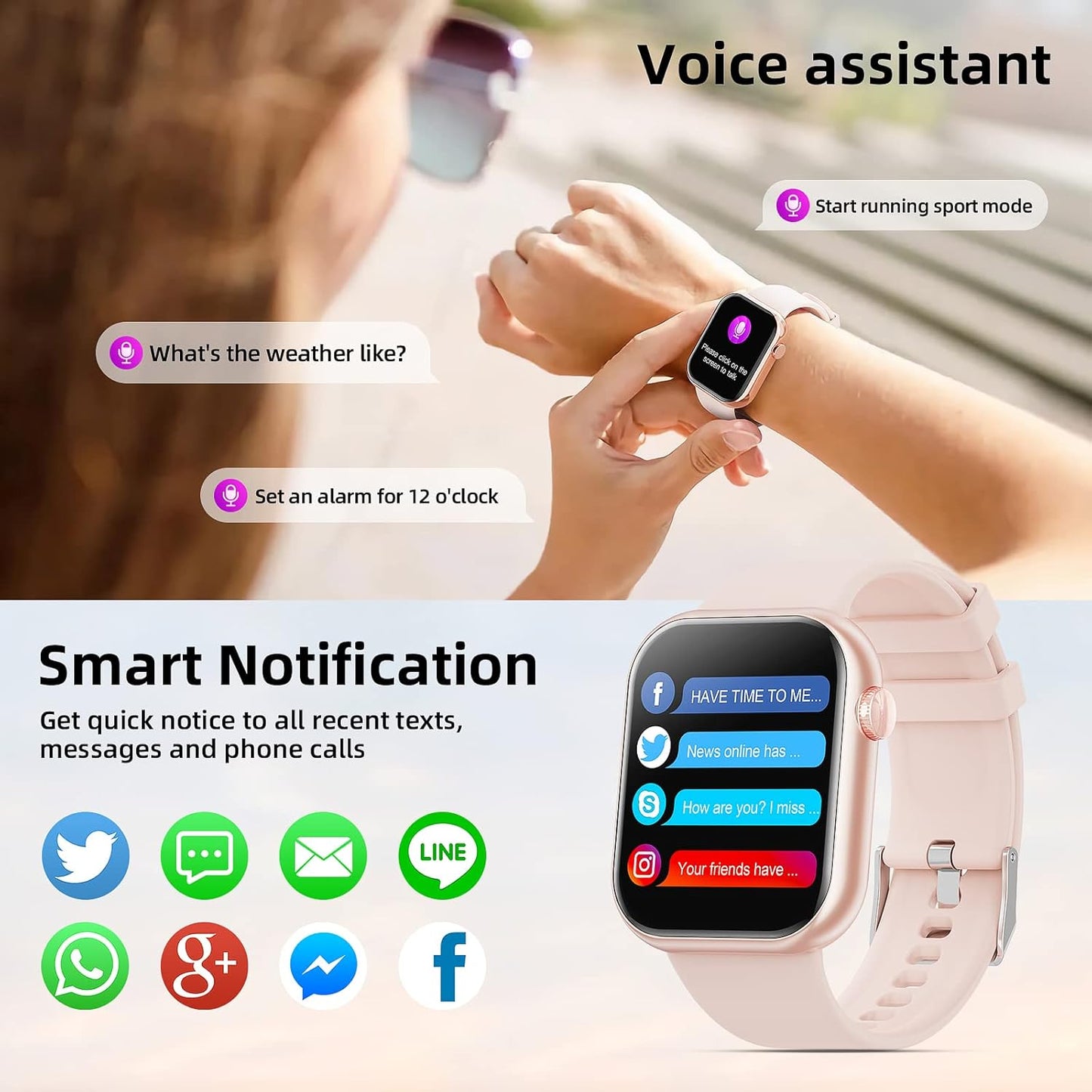 🔥All day Fitness Monitoring💯Bluetooth fashion smart watch⌚