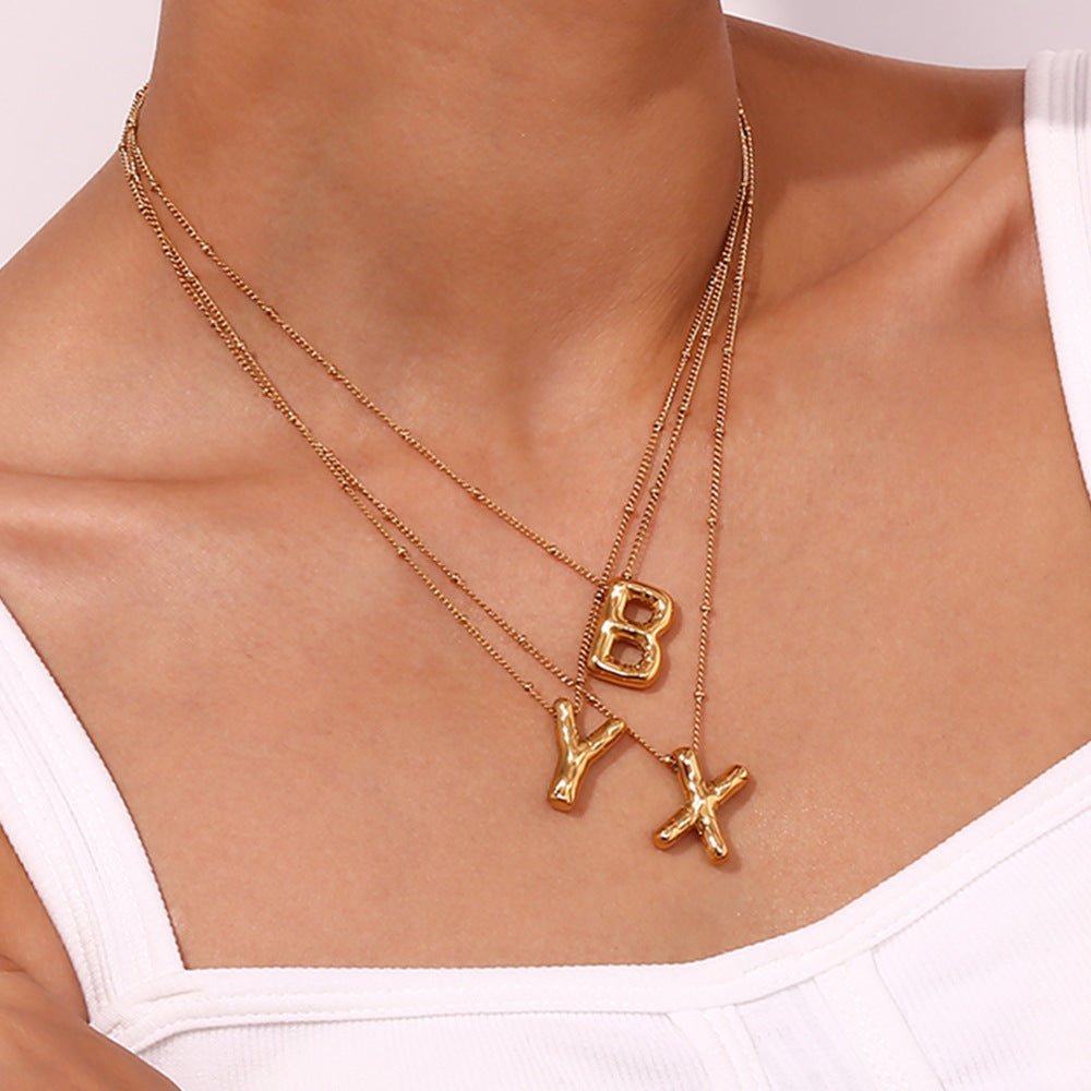 🌟Fashion Bubble Letter Detail Pendant Necklace