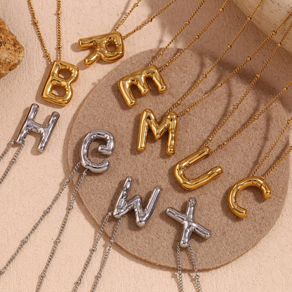 🌟Fashion Bubble Letter Detail Pendant Necklace