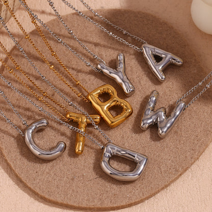 🌟Fashion Bubble Letter Detail Pendant Necklace