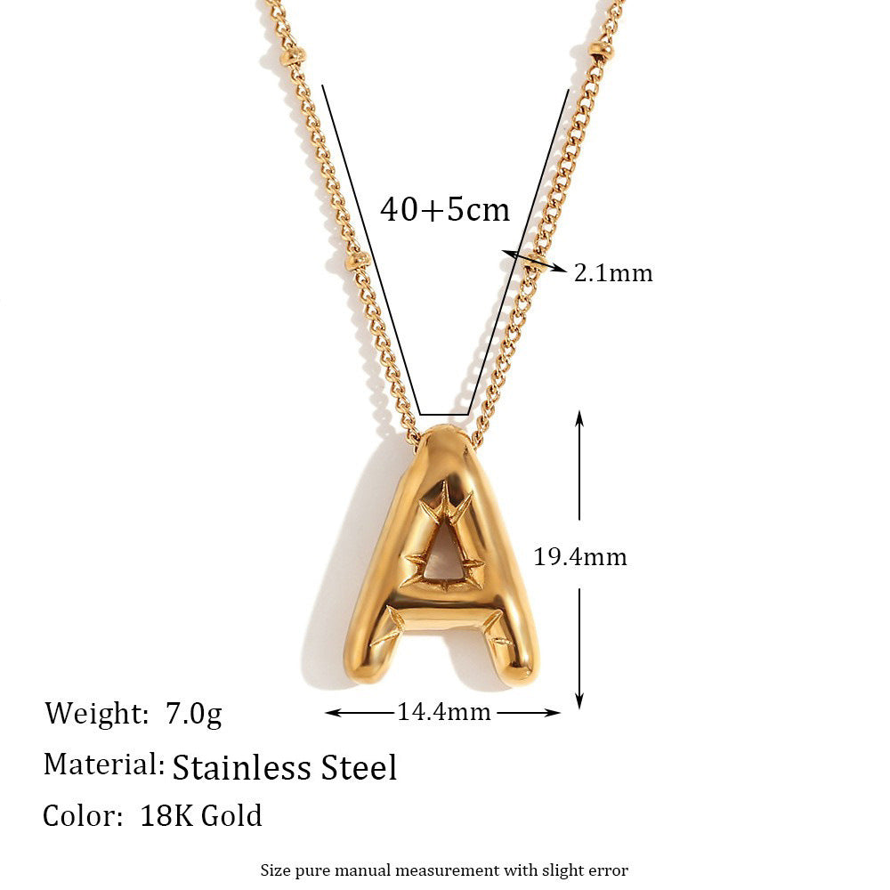 🌟Fashion Bubble Letter Detail Pendant Necklace