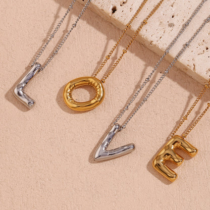 🌟Fashion Bubble Letter Detail Pendant Necklace