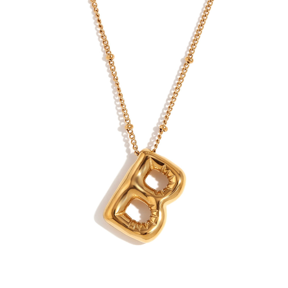 🌟Fashion Bubble Letter Detail Pendant Necklace