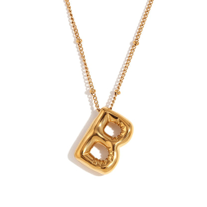 🌟Fashion Bubble Letter Detail Pendant Necklace