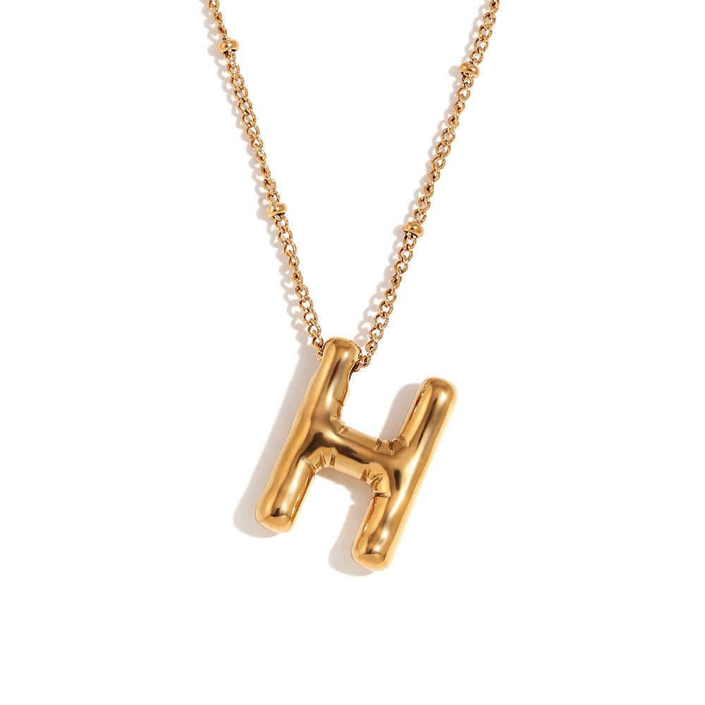 🌟Fashion Bubble Letter Detail Pendant Necklace