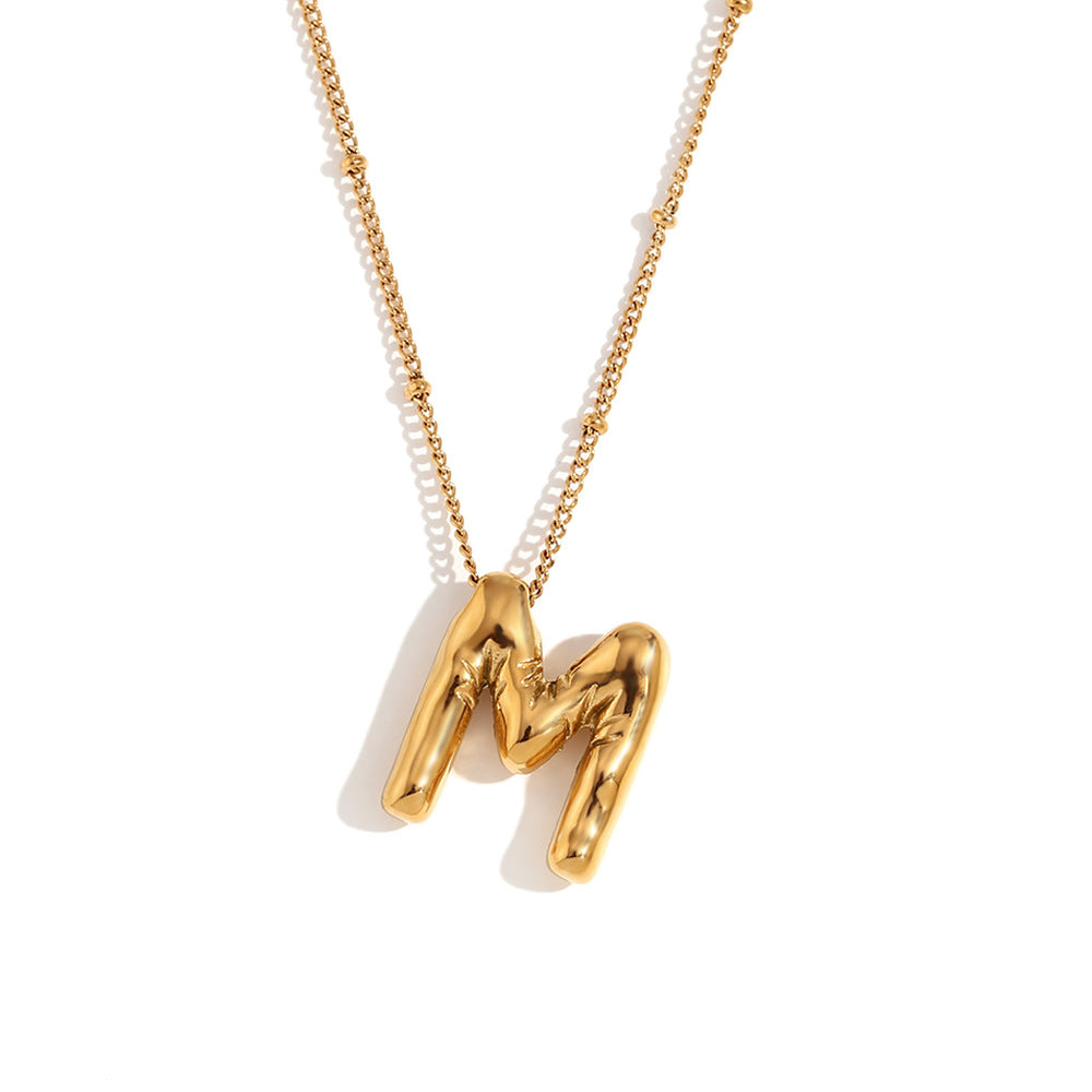 🌟Fashion Bubble Letter Detail Pendant Necklace