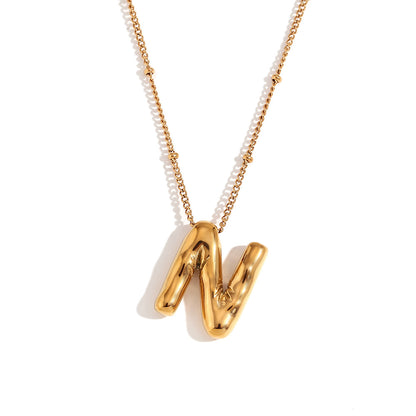 🌟Fashion Bubble Letter Detail Pendant Necklace