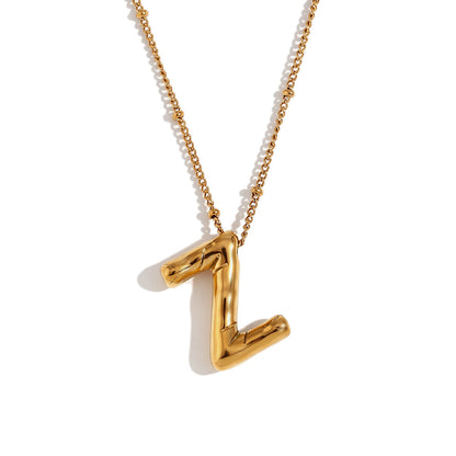 🌟Fashion Bubble Letter Detail Pendant Necklace