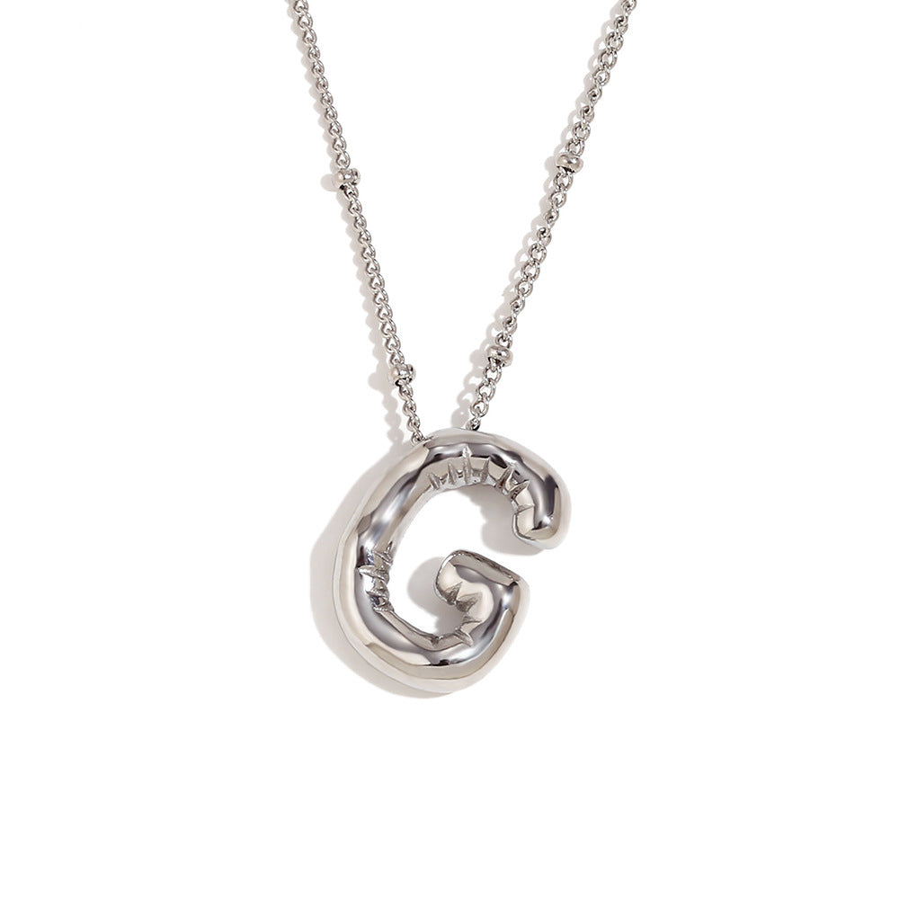 🌟Fashion Bubble Letter Detail Pendant Necklace