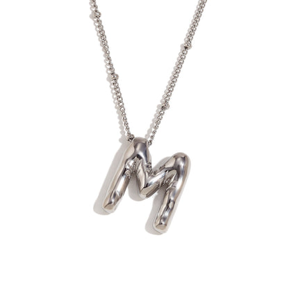 🌟Fashion Bubble Letter Detail Pendant Necklace