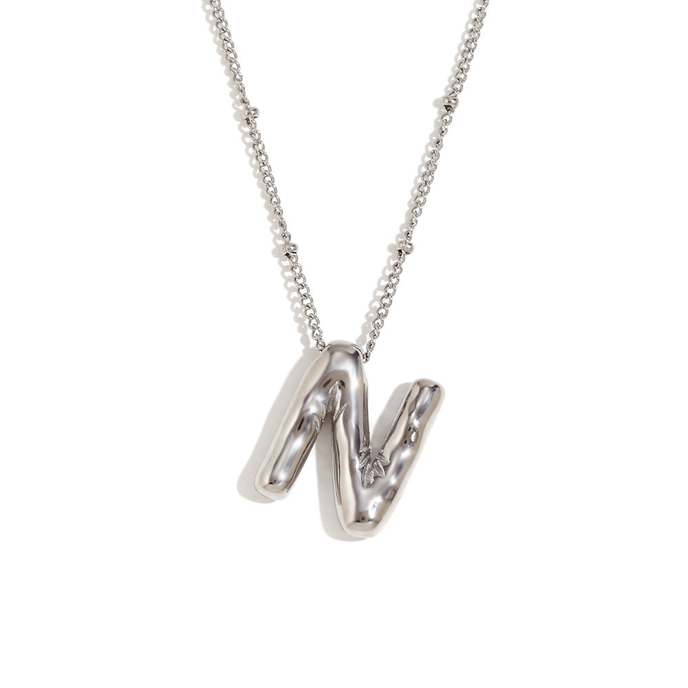 🌟Fashion Bubble Letter Detail Pendant Necklace