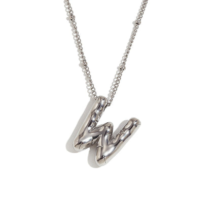 🌟Fashion Bubble Letter Detail Pendant Necklace