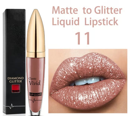 Diamond Lip Gloss Matte To Glitter Liquid Lipstick Waterproof🎁