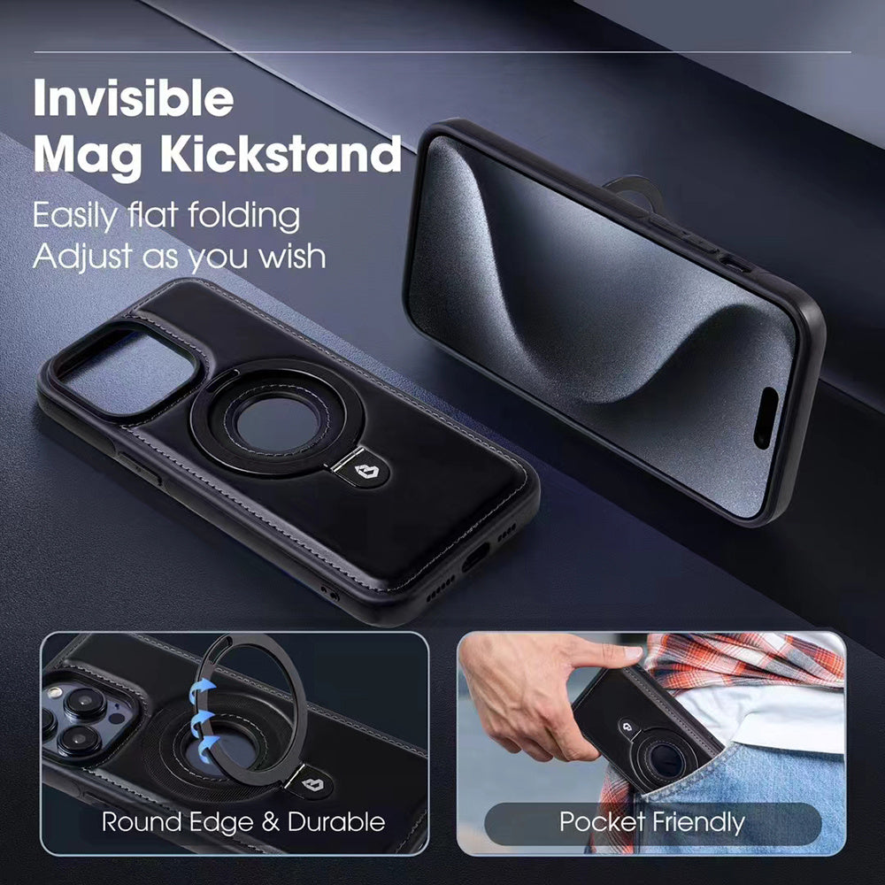 Full-Coverage Shockproof Leather Magnetic Stand iPhone Case