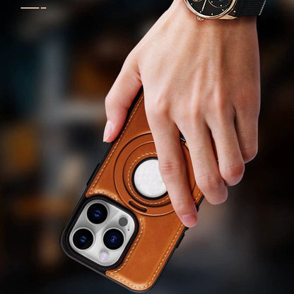 Full-Coverage Shockproof Leather Magnetic Stand iPhone Case