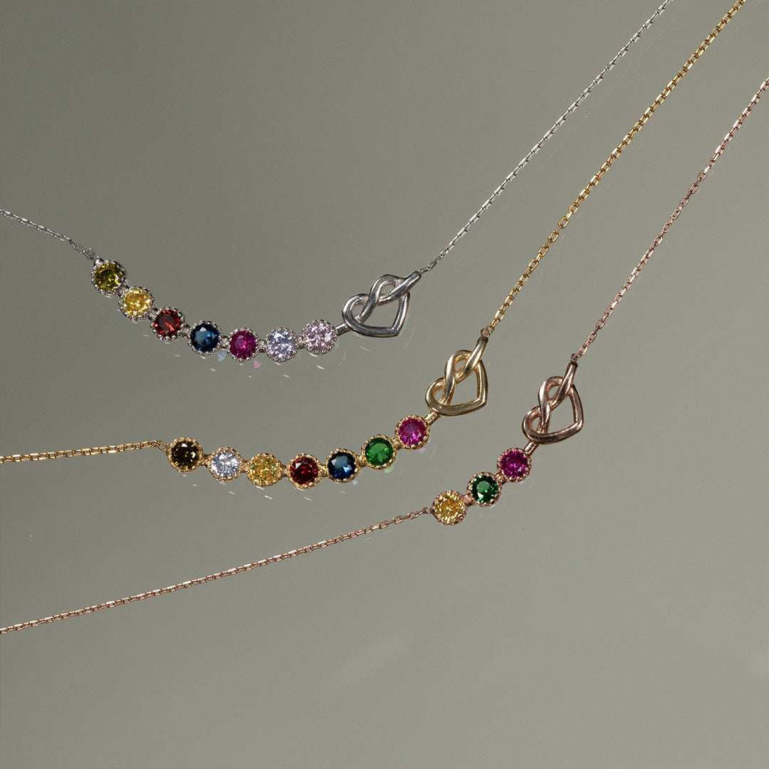 1-14 Birthstones Heart Necklace