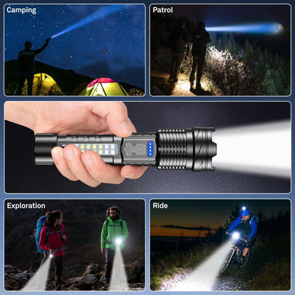 💥Outdoor lighting white laser flashlight with cob warning side work light