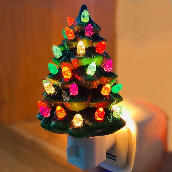 🎄2024 Christmas Tree Night Light - Home Children's Room Background Decoration Creative Resin Crafts Ornaments