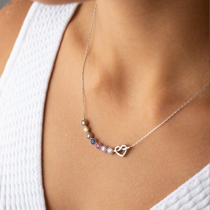 1-14 Birthstones Heart Necklace