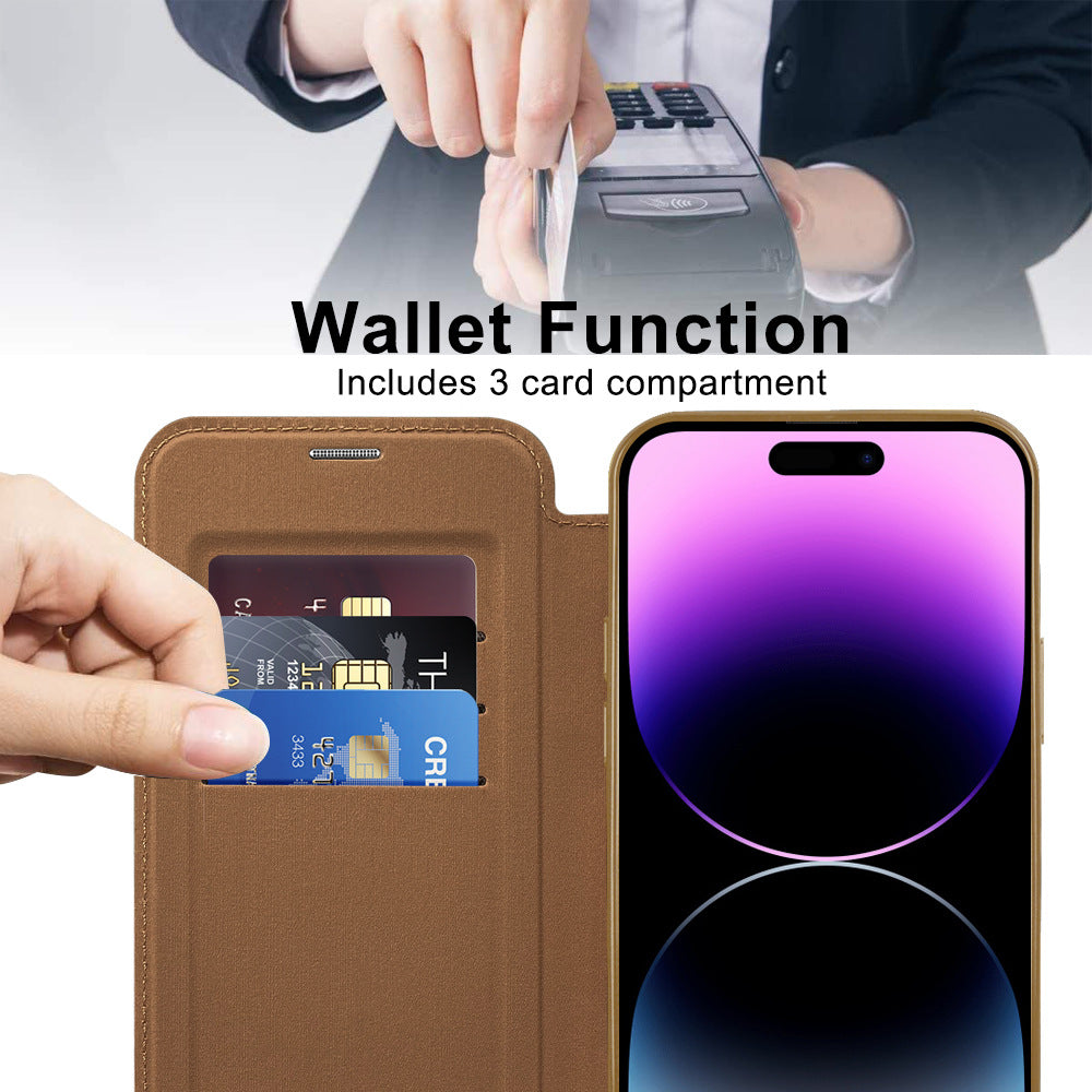 Full protection diamond flip leather transparent electroplating magnetic protective case (for iPhone 16-11 series)