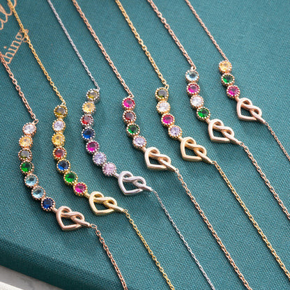 1-14 Birthstones Heart Necklace