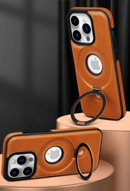 (🔥Last Day Promotion )🔥Full-Coverage Shockproof Leather Magnetic Stand iPhone Case for iPhone 16 15 14 13 12 Promax Pro Plus