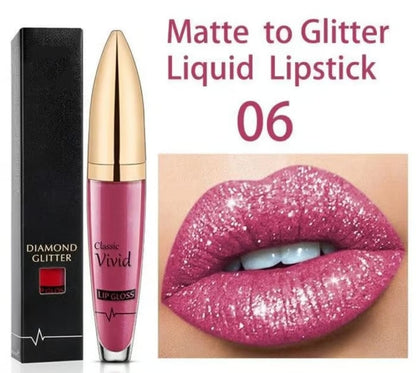 Diamond Lip Gloss Matte To Glitter Liquid Lipstick Waterproof🎁