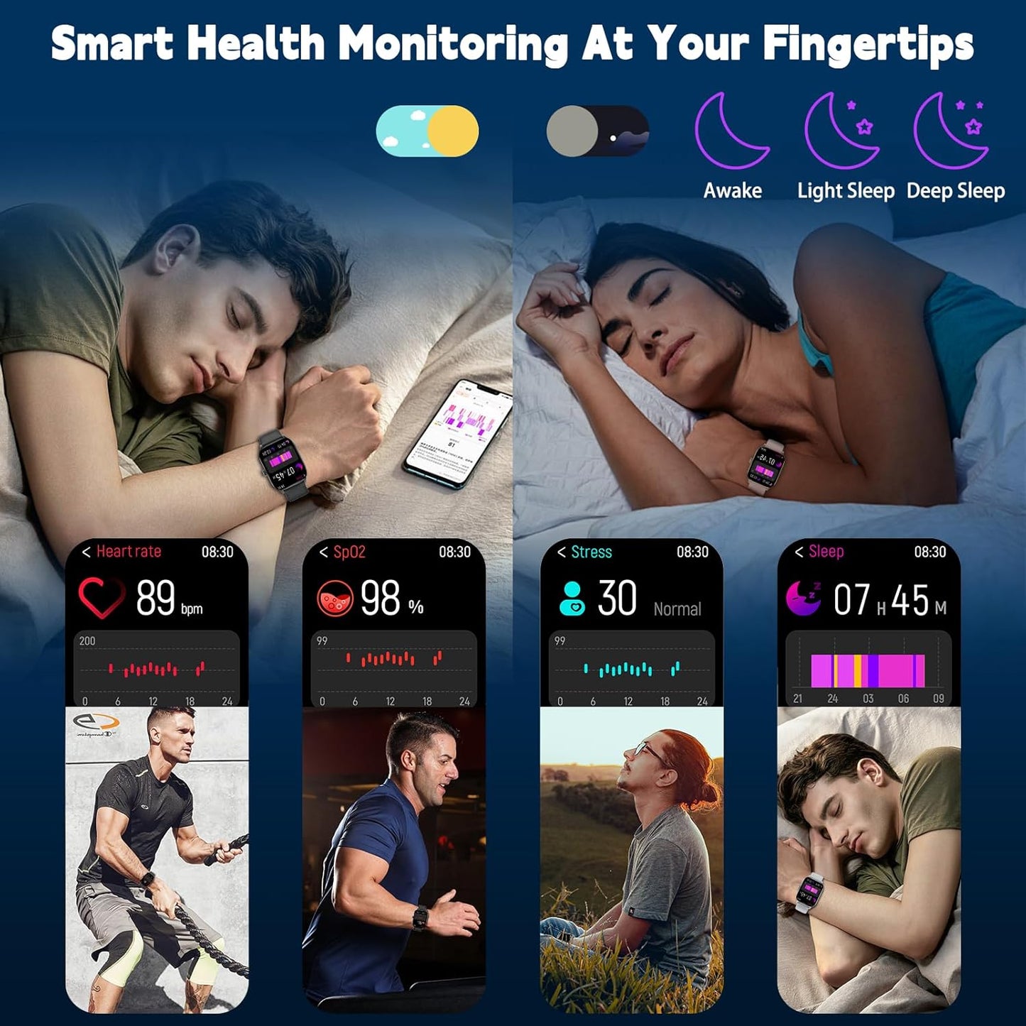 🔥All day Fitness Monitoring💯Bluetooth fashion smart watch⌚