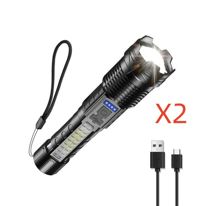 💥Outdoor lighting white laser flashlight with cob warning side work light