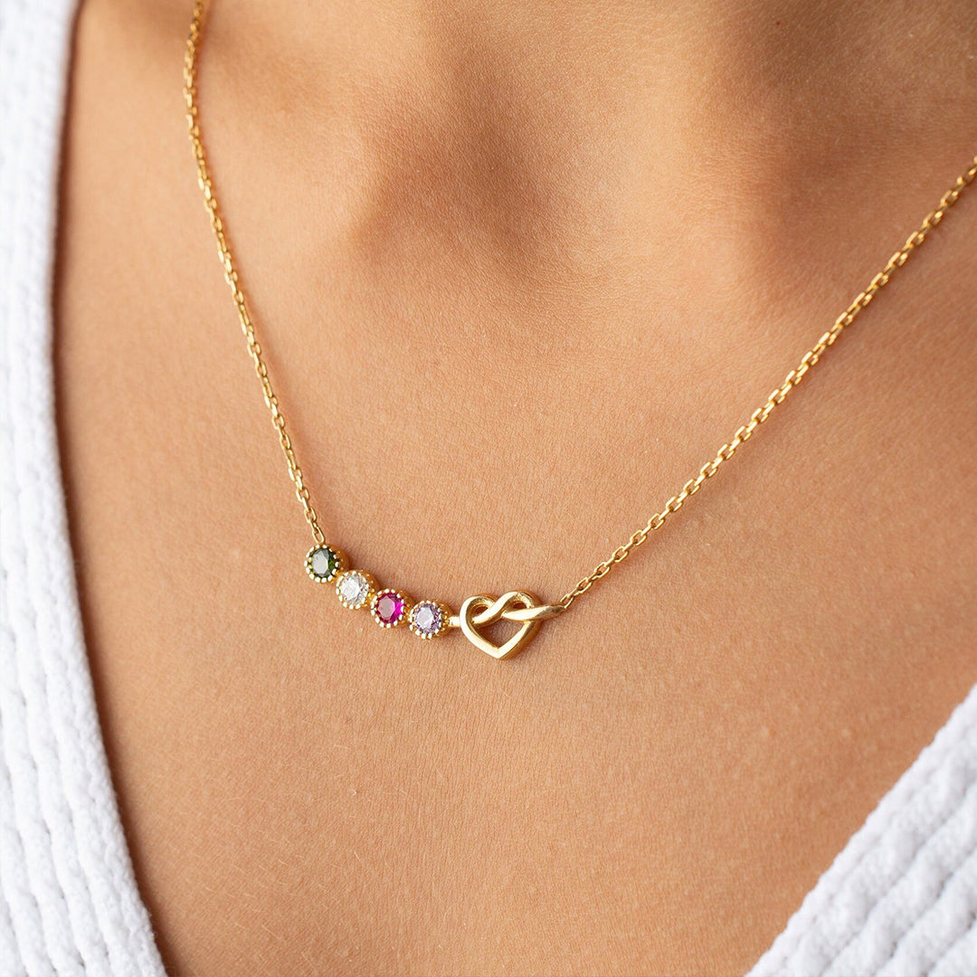 1-14 Birthstones Heart Necklace