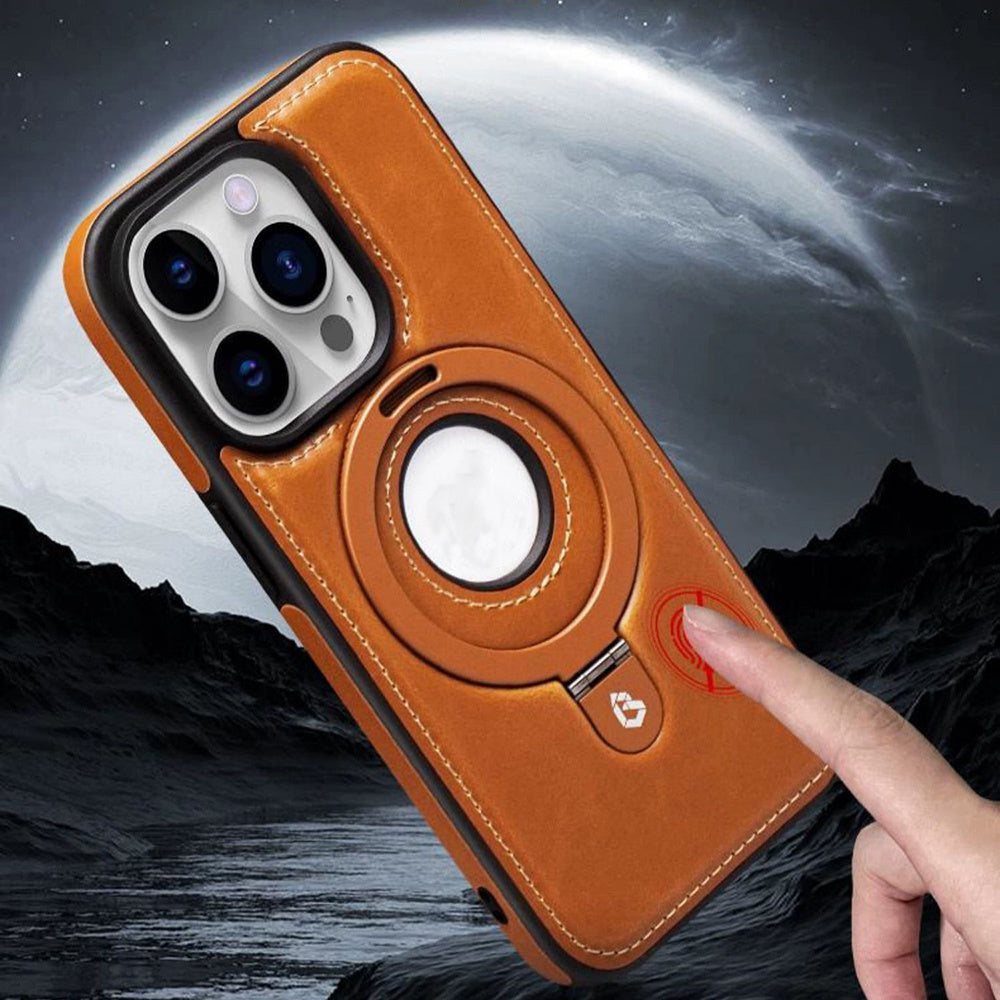 Full-Coverage Shockproof Leather Magnetic Stand iPhone Case