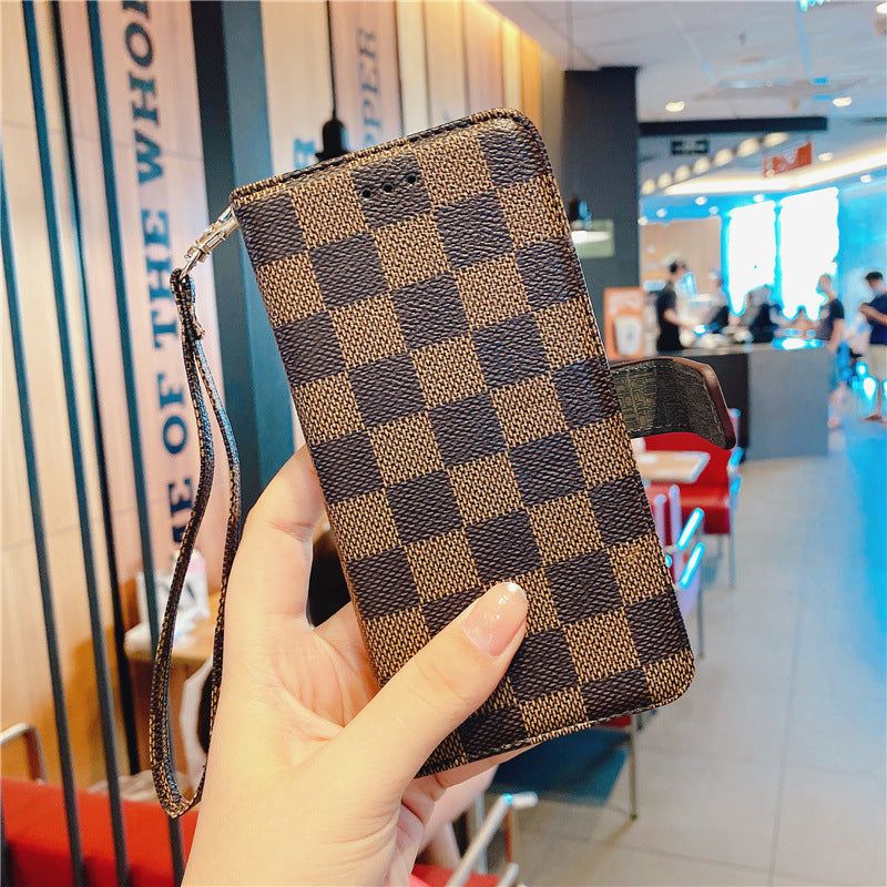 For iPhone Leather Case Classic Plaid