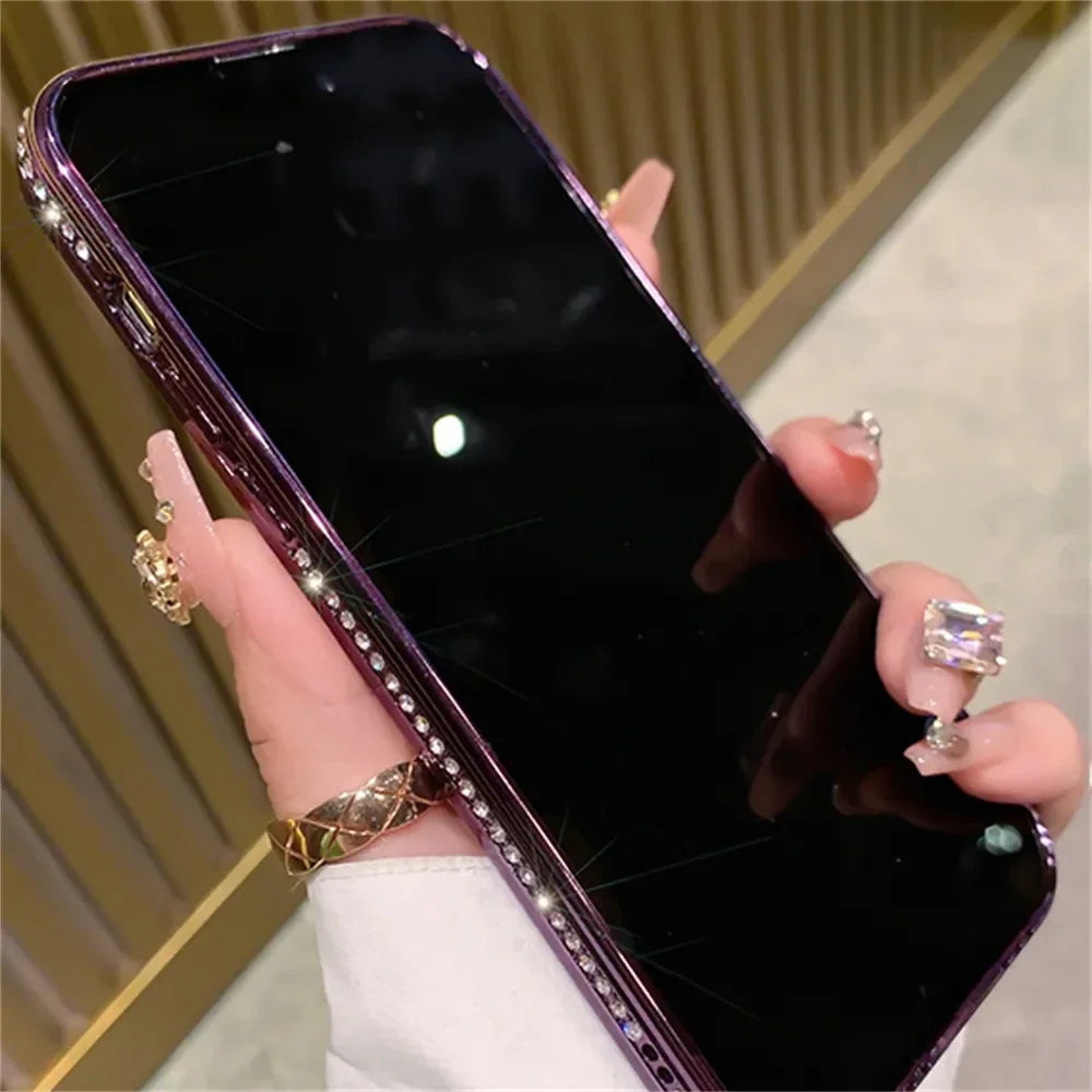 2024 New Fashion Glitter Diamond Transparent Case For iPhone 16 15 14 Plus Pro Max Magnetic Wireless Charge Back Cover