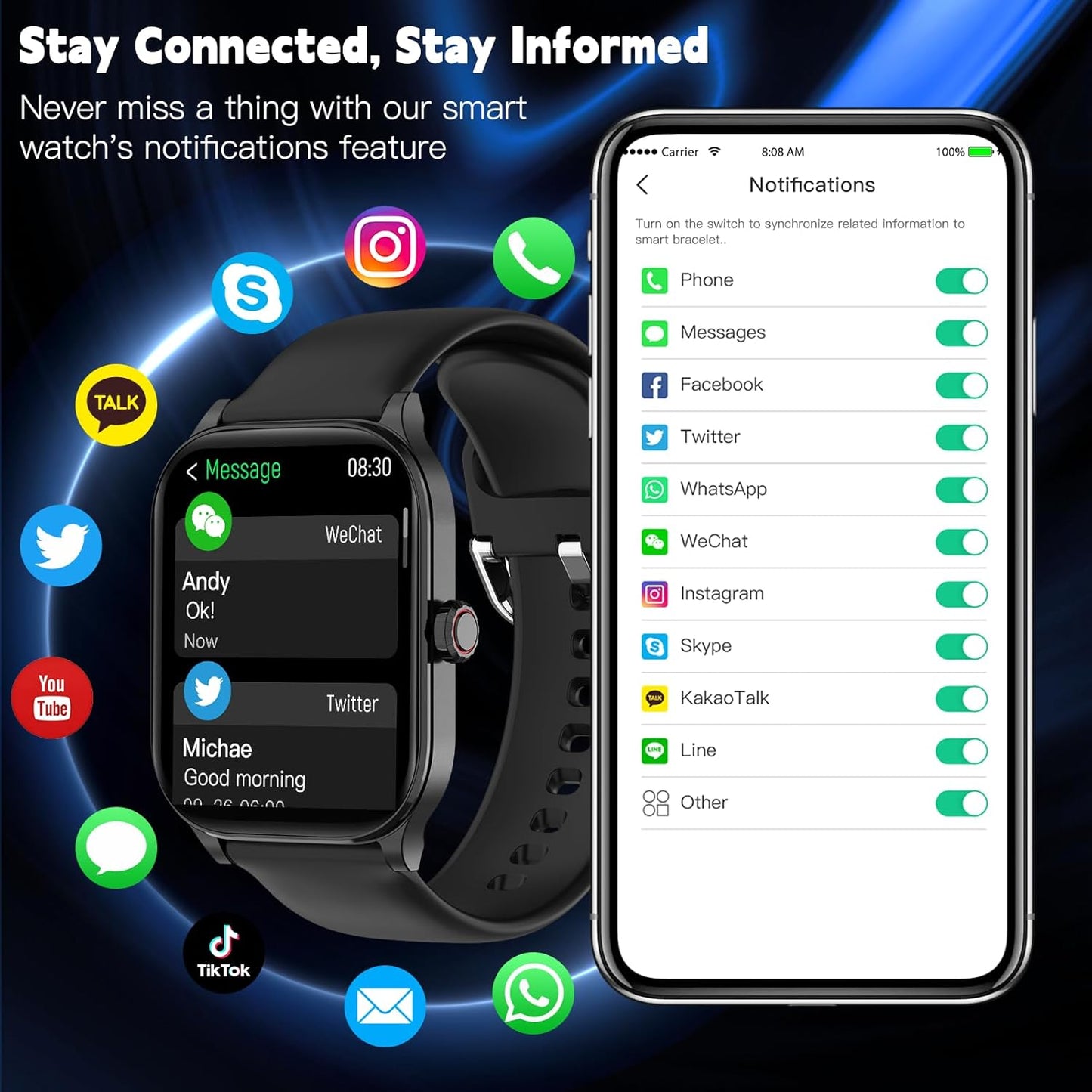 🔥All day Fitness Monitoring💯Bluetooth fashion smart watch⌚