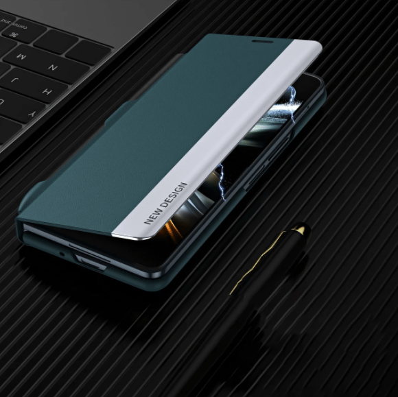 Luxury Electroplated Leather Magnetic Phone Case With Phone Stand,Stylus,Stylus Slot And Hinge For Galaxy Z Fold3/ Fold4/Fold5