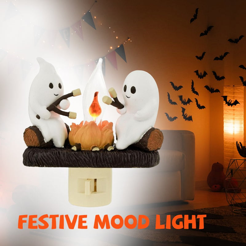 🔥LAST DAY 49% OFF👻2024 Halloween Ghost Campfire Flickering Nightlight